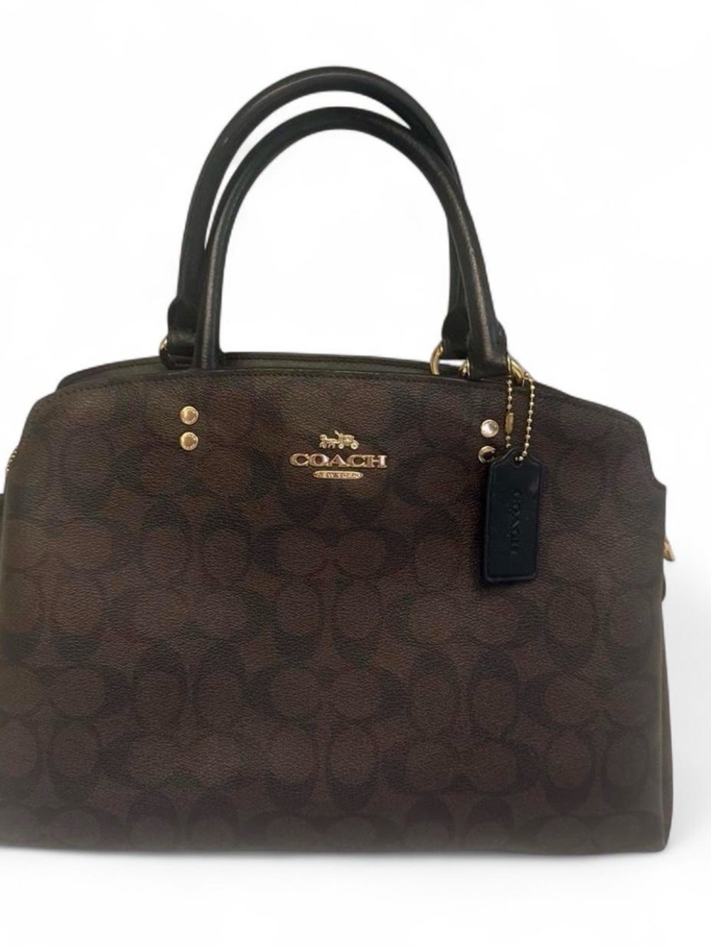 Coach Brown Signature Dome Satchel with Gold Hardware